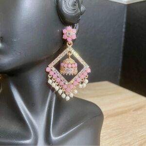 Elegant Lavender Pink and Gold Dangle Earrings
